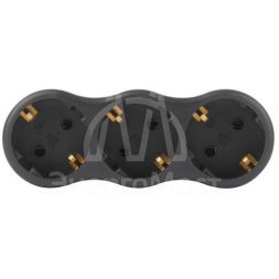 Разветвитель электрический SPx-3e-B на 3 розетки с заземл. 16А черн. Эра Б0059723