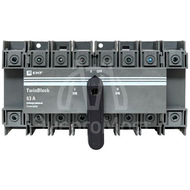 Рубильник 4п 63А реверсивный с рукояткой для прямой установки TwinBlock EKF tb-s-63-4p-rev