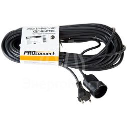 Удлинитель-шнур 1х20м без заземл. 6А IP20 1.3кВт ПВС 2х0.75 черн. PROCONNECT 11-7115