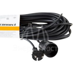 Удлинитель-шнур 1х20м без заземл. 6А IP20 1.3кВт ПВС 2х0.75 черн. PROCONNECT 11-7115