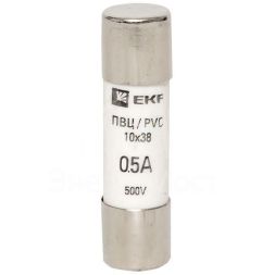 Вставка плавкая цилиндрическая ПВЦ 10х38 0.5А EKF pvc-10x38-0.5