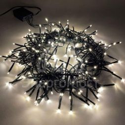 Гирлянда светодиодная &amp;quot;Нить Мишура&amp;quot; 2м 200LED 220В IP20 зел. провод тепл. свет ЭРА Б0047970