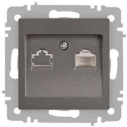 Розетка компьютерная 1-м СП Accent 6-303-09 RJ45 IP20 титан Intro Б0063642