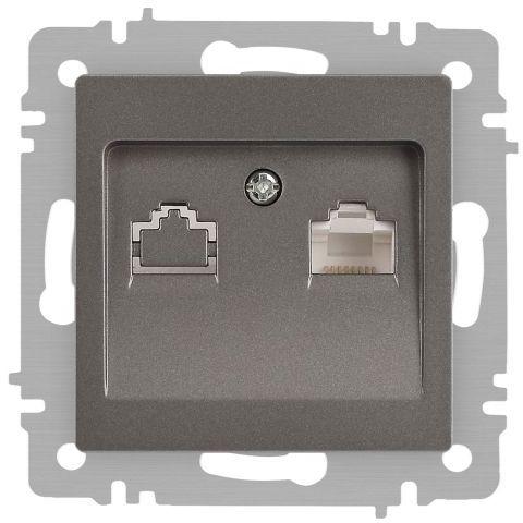 Розетка компьютерная 1-м СП Accent 6-303-09 RJ45 IP20 титан Intro Б0063642