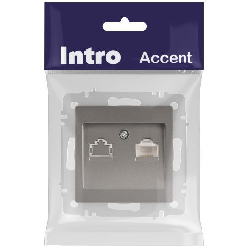 Розетка компьютерная 1-м СП Accent 6-303-09 RJ45 IP20 титан Intro Б0063642
