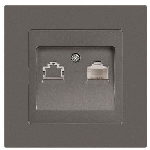 Розетка компьютерная 1-м СП Accent 6-303-09 RJ45 IP20 титан Intro Б0063642