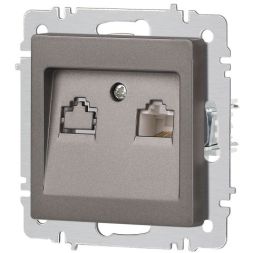 Розетка компьютерная 1-м СП Accent 6-303-09 RJ45 IP20 титан Intro Б0063642