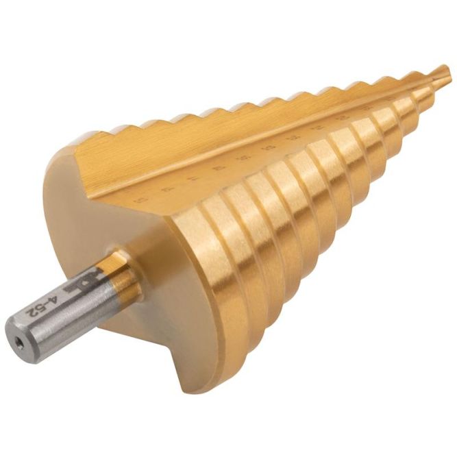 Сверло ступенчатое HSS по металлу 13 ступеней 4-8-12-16-20-24-28-32-36-40-44-48-52мм MOS 36387М