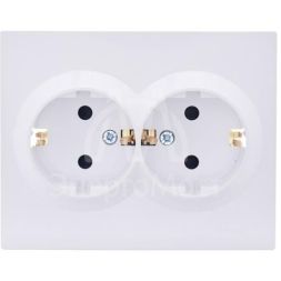 Розетка 2-м СП VESNA с заземл. со шторками ПБТ бел. LEZARD 742-0200-178B