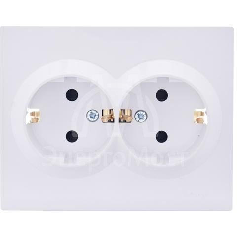 Розетка 2-м СП VESNA с заземл. со шторками ПБТ бел. LEZARD 742-0200-178B