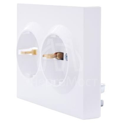 Розетка 2-м СП VESNA с заземл. со шторками ПБТ бел. LEZARD 742-0200-178B