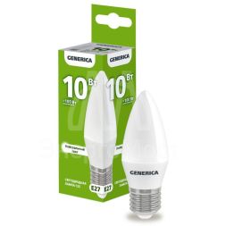 Лампа светодиодная C35 10Вт свеча 4000К E27 230В GENERICA LL-C35-10-230-40-E27-G