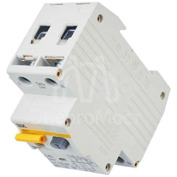 Выключатель автоматический дифференциального тока 2п (1P+N) C 40А 100мА тип A 6кА АВДТ-32 IEK MAD22-5-040-C-100