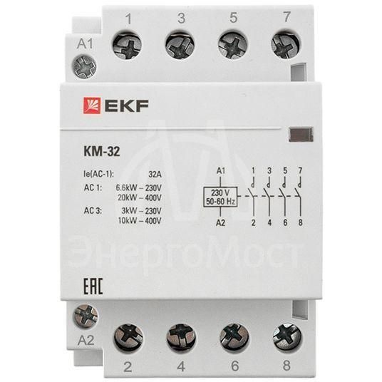 Контактор модульный КМ 32А 4NО (3 мод.) EKF km-3-32-40