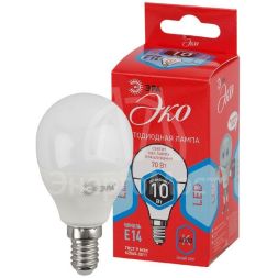 Лампа светодиодная ECO LED P45-10W-840-E14 (диод шар 10Вт нейтр. E14) ЭРА Б0032969