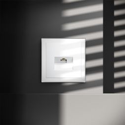 Розетка компьютерная 1-м СП S70 RJ45 кат.6 механизм бел. глянцевый Voltum VLS060101