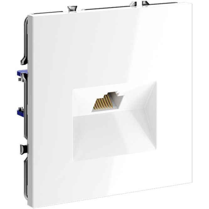 Розетка компьютерная 1-м СП S70 RJ45 кат.6 механизм бел. глянцевый Voltum VLS060101