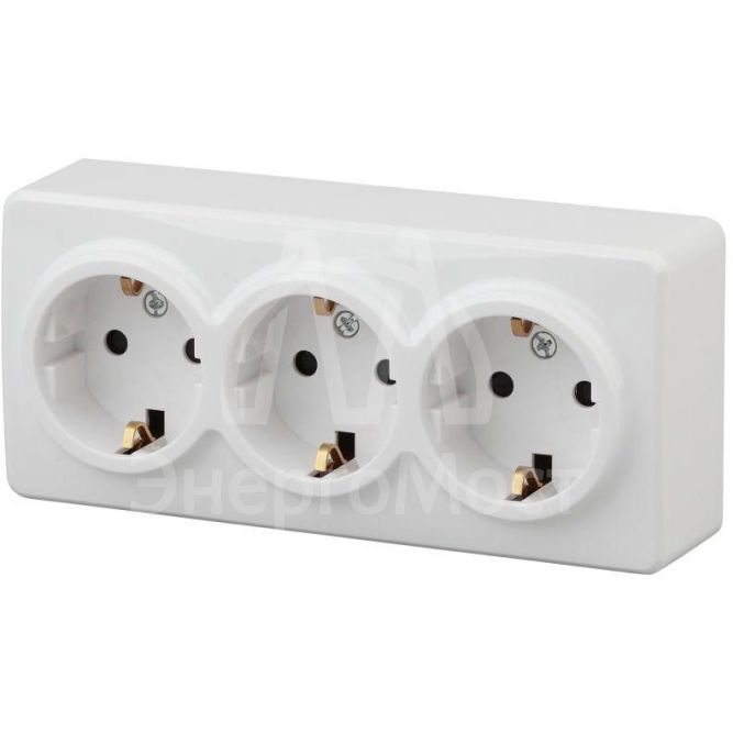 Розетка ОП 11-2209-01 3х2P+E Schuko защ. шторки 16АХ-250В Эксперт бел. ЭРА Б0020703