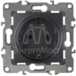 Механизм розетки 1-м СП Эра12 12-2102-05 16А IP20 16AX 250В 2P+E Schuko защ. шторки антрацит Эра Б0014691
