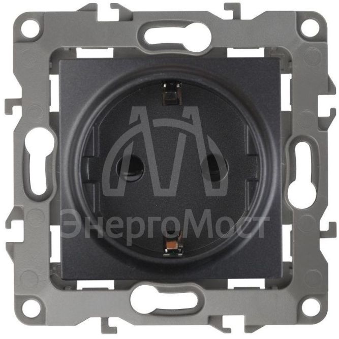 Механизм розетки 1-м СП Эра12 12-2102-05 16А IP20 16AX 250В 2P+E Schuko защ. шторки антрацит Эра Б0014691