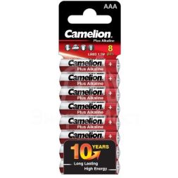 Элемент питания алкалиновый AAA/LR03 1.5В Plus Alkaline SP8 (уп.8шт) Camelion 14861