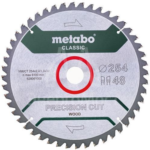 Диск пильный254х30 НМ 48WZ 5 отр. для торцовок Metabo 628061000