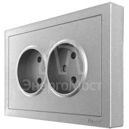 Розетка 2-мест. с/з СП ZIMA IP20 16А ПБТ безвинт. зажим сер. матов. LEZARD 704-7400-127BQC