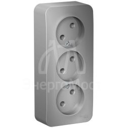 Розетка 3-м ОП BLANCA 16А 250В без шторок без заземл. изол. пласт. алюм. SchE BLNRA000313