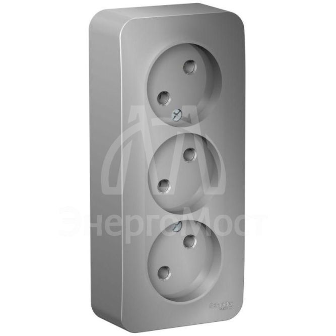 Розетка 3-м ОП BLANCA 16А 250В без шторок без заземл. изол. пласт. алюм. SchE BLNRA000313