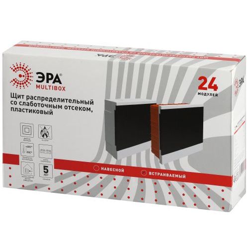 Щит распределительный со слаботочным отсеком MultiBox bs-24f встраиваемый пластиковый 24 модуля IP40 Эра Б0059317