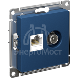 Розетка компьютерная + телевизионная 2-м AtlasDesign RJ45 кат. 5Е + TV механизм аквамарин SE ATN001189