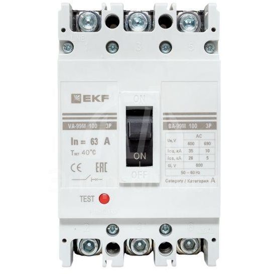 Выключатель автоматический 3п 100/63А 35кА ВА-99М PROxima EKF mccb99-100-63m