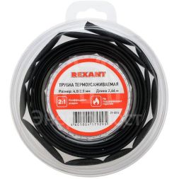 Трубка термоусаживаемая 4.0/2.0мм черн. ролик 2.44м Rexant 29-0016