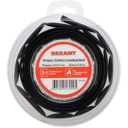 Трубка термоусаживаемая 4.0/2.0мм черн. ролик 2.44м Rexant 29-0016