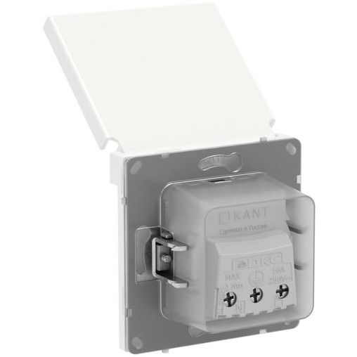 Розетка силовая KANT IP44 2P+E защ. шторки с крышкой бел. магнолия DKC 7000013