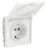Розетка силовая KANT IP44 2P+E защ. шторки с крышкой бел. магнолия DKC 7000013