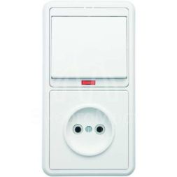 Блок БКВР-214 Бэлла (1-кл. выкл. с инд. + розетка) бел. Кунцево 5817