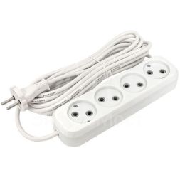 Удлинитель 4х5м без заземл. 10А IP20 Эксперт 2.2кВт ПВС 2х0.75 PROxima EKF UBA10-275-4-05