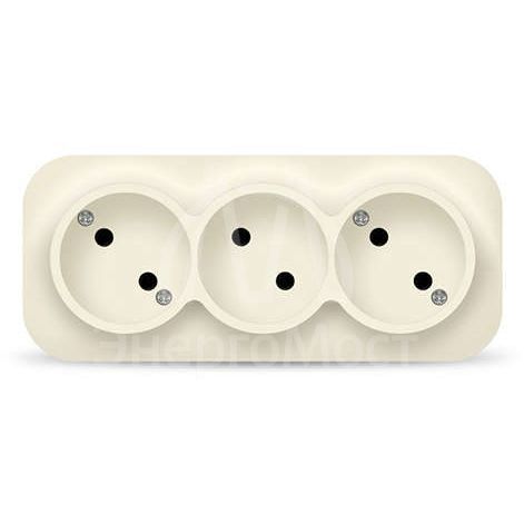 Розетка 3-м ОП 10А IP20 без заземл. сл. кость IONICH 1450