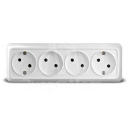 Розетка 4-м ОП Олимп без заземл. бел. UNIVersal 1162