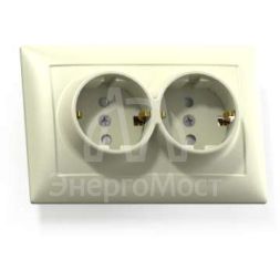 Розетка 2-м СП Селена РС16-372 с заземл. сл. кость Кунцево 8148
