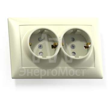 Розетка 2-м СП Селена РС16-372 с заземл. сл. кость Кунцево 8148