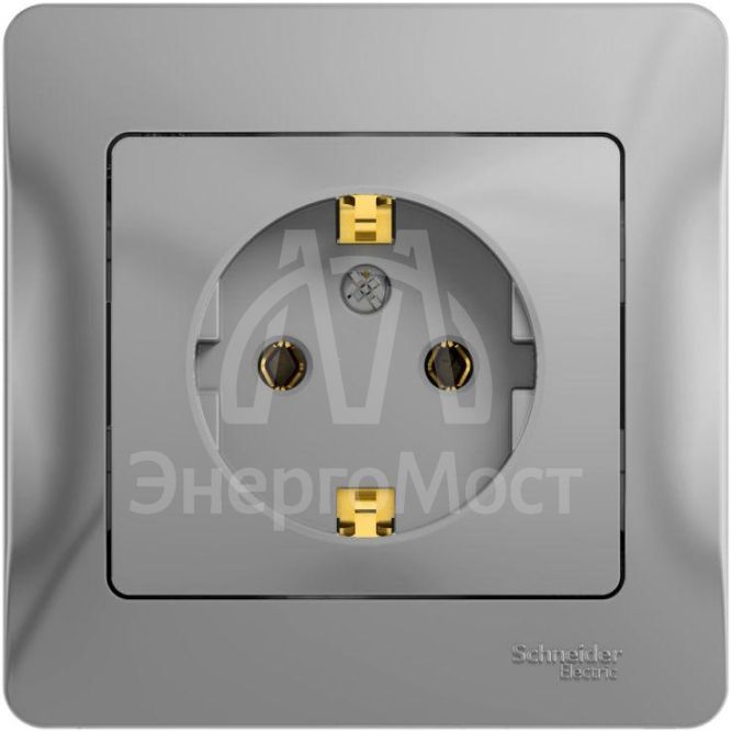 Розетка 1-м СП Glossa 16А с заземл. в сборе алюм. SchE GSL000342