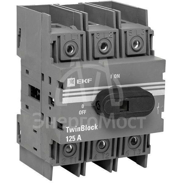 Рубильник 3п 125A c рукояткой управления для прямой установки TwinBlock EKF tb-125-3p-f