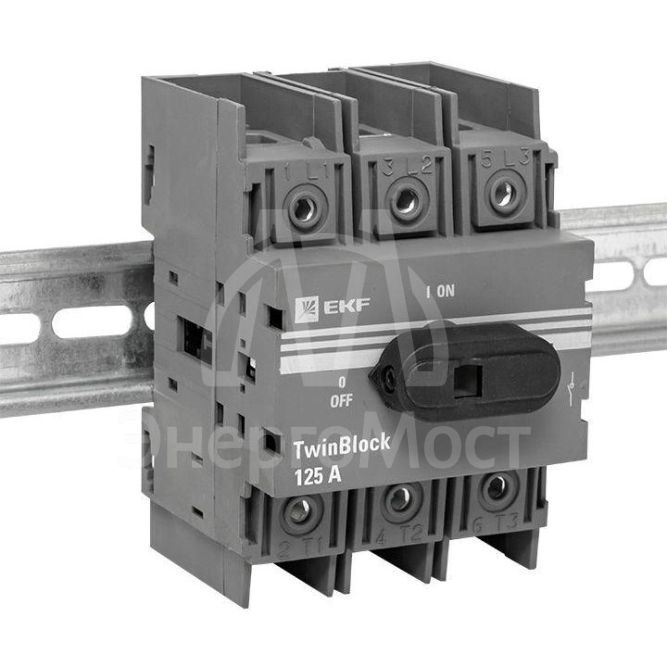 Рубильник 3п 125A c рукояткой управления для прямой установки TwinBlock EKF tb-125-3p-f