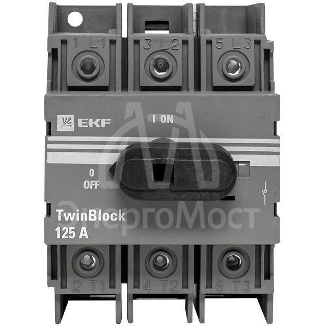 Рубильник 3п 125A c рукояткой управления для прямой установки TwinBlock EKF tb-125-3p-f