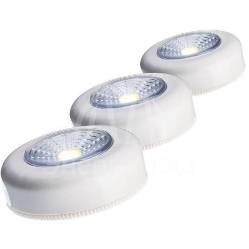 Фонарь подсветка 1ВтCOBLED 3xAAA корпус ABS-пластик самоклеящийся (уп.3шт) КОСМОС KOC304B