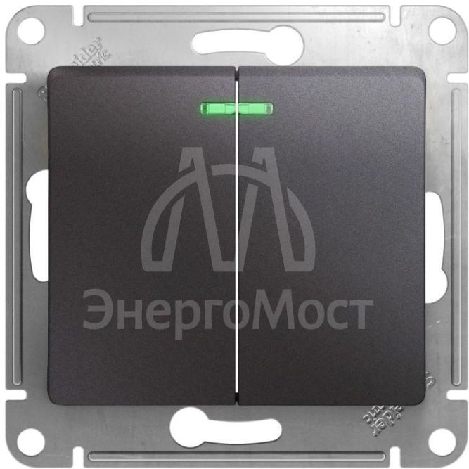 Механизм выключателя 2-кл. СП Glossa 10А IP20 (сх. 5а) 10AX с подсветкой графит SchE GSL001353