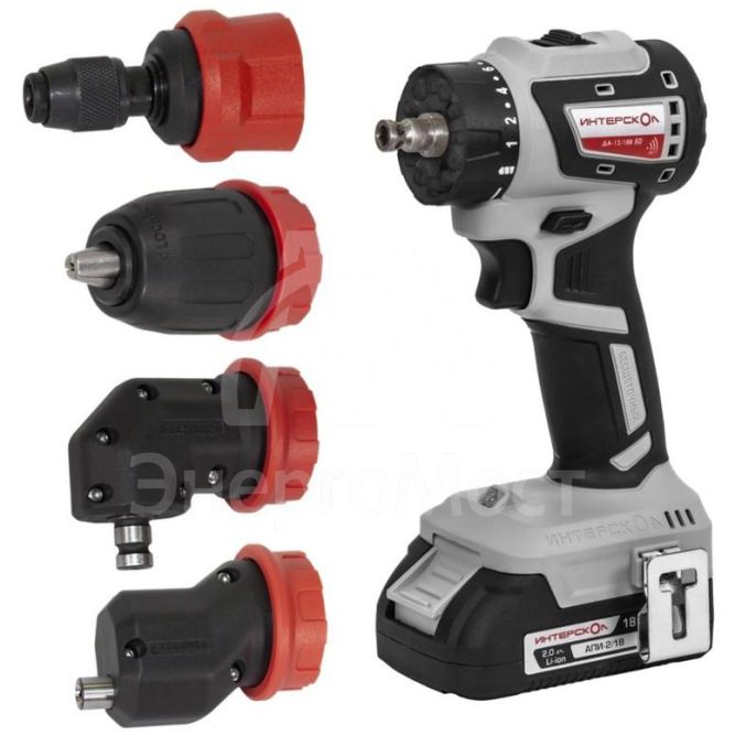 Дрель-шуруповерт аккумуляторная бесщеточн. ДА-13/18В 50 комби АПИ (Li-ion кейс 2 аккум. 2А.ч 4 насадки) ИНТЕРСКОЛ 776.2.2.79