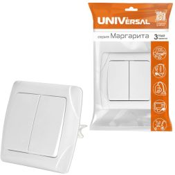 Выключатель 2-кл. СП Маргарита 10А IP20 бел. UNIVersal М0023